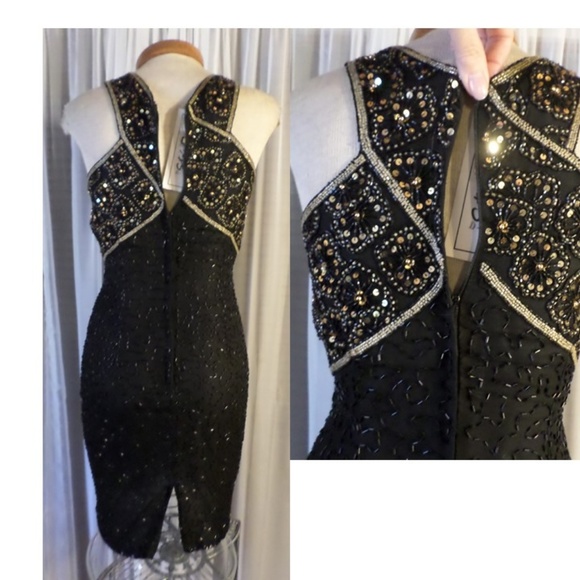 NWT Stenay Silk Cocktail Dress Size 6 Gold Black S - Picture 6 of 8